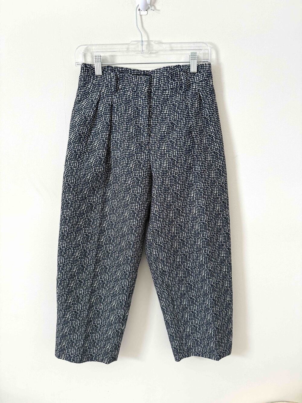 Max Mara High Rise Crop Pants Navy Blue White Size 4